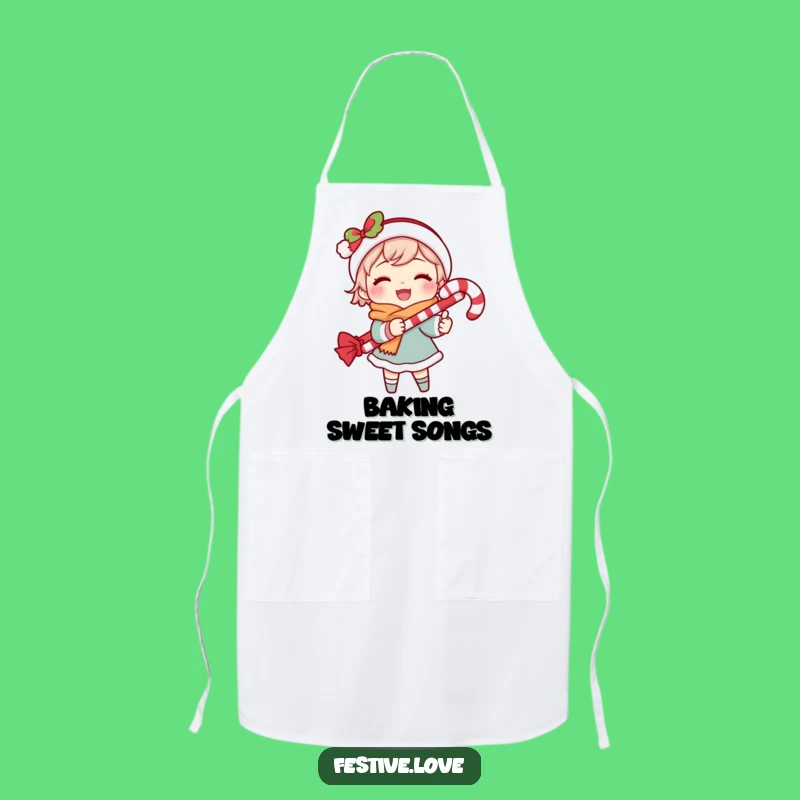 Funny Caroling Chef Apron: Sing While You Cook with Candy Cane Flair