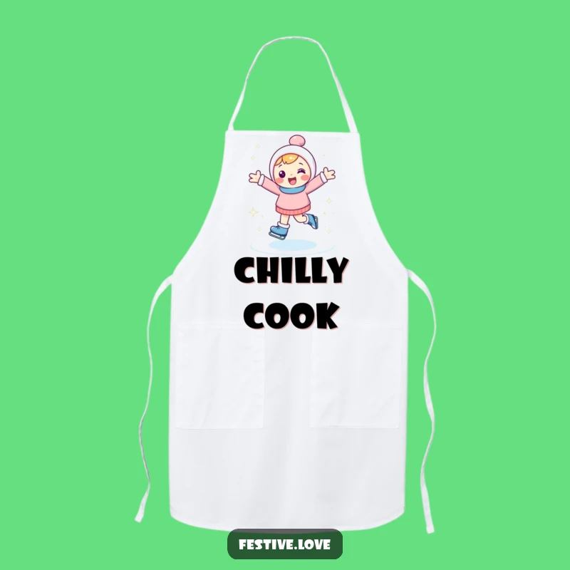 Funny Ice Skating Apron: Character Chef’s Winter Kitchen Wear