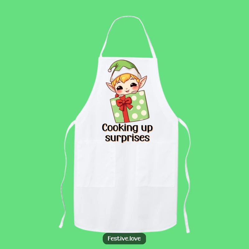 Funny Kawaii Elf Apron: Mischief in the Kitchen, Hilarious Gift