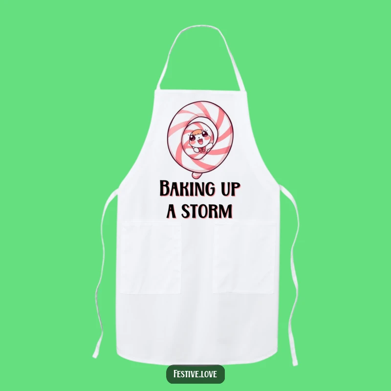 Funny Candy Cane Apron: Spiraling Delight Kitchen Wear for Festive Cooking Fun