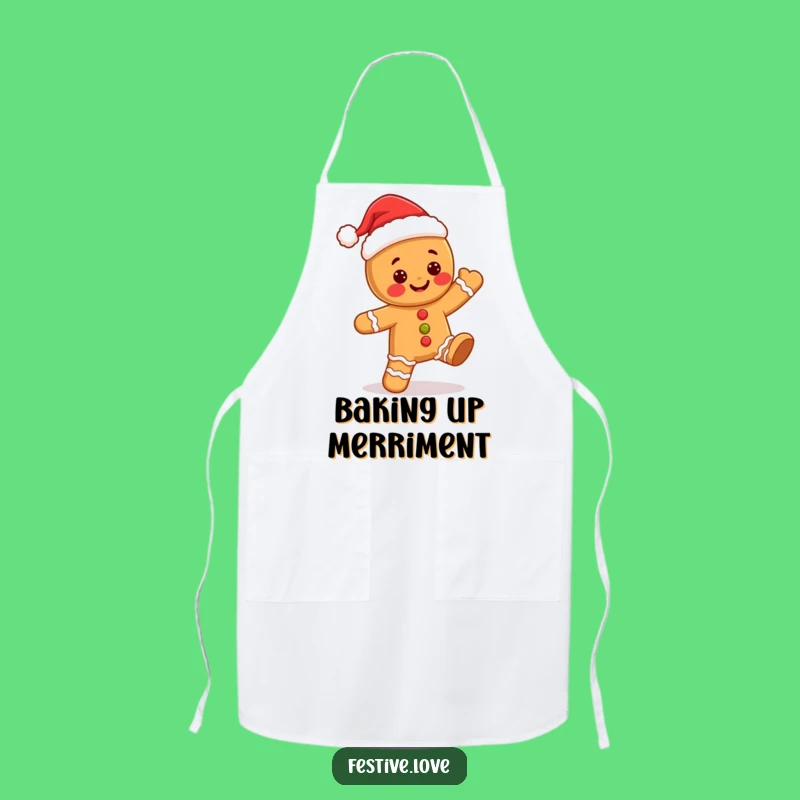 Funny Kawaii Gingerbread Man Kitchen Apron - Festive Baker's Buddy
