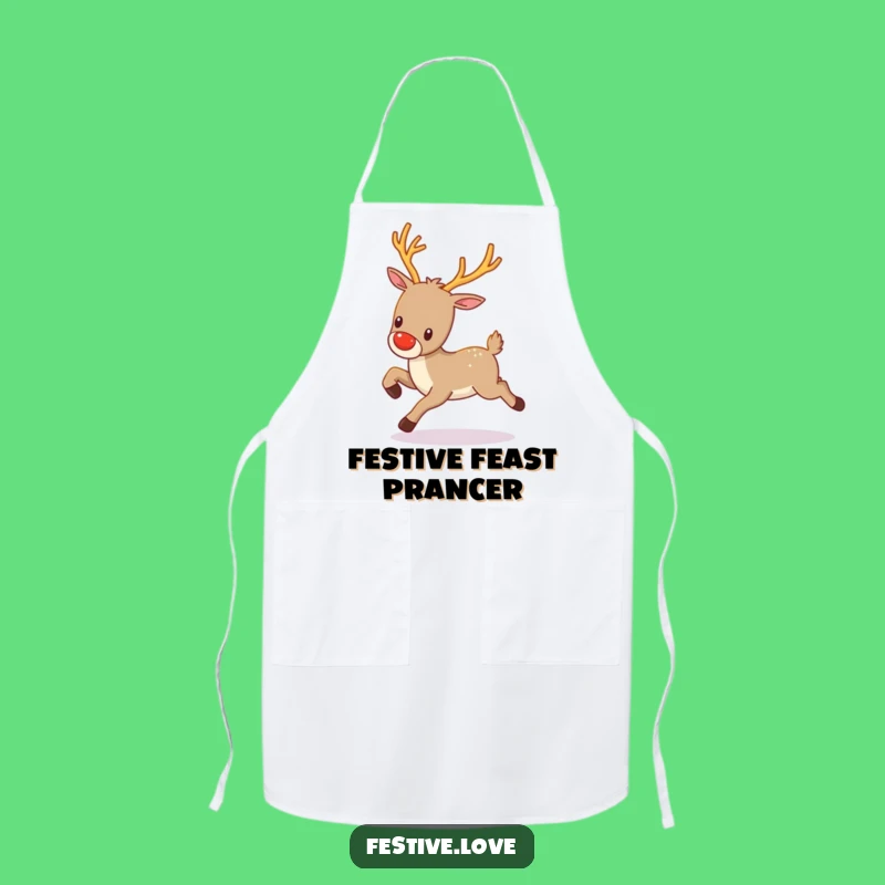 Funny Kawaii Reindeer Kitchen Apron - Festive Baking Companion