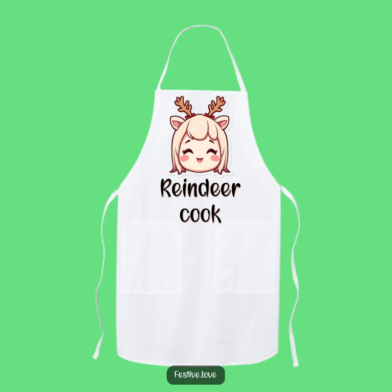 Funny Kitchen Reindeer Antler Apron - Chef's Excited Holiday Gift