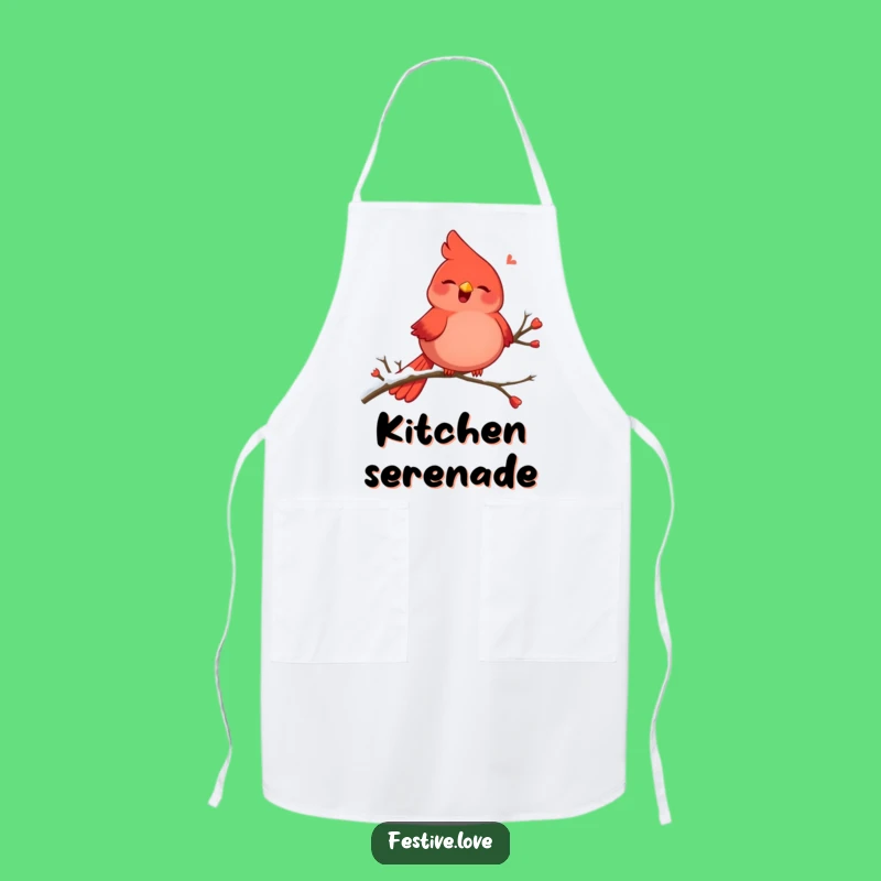 Funny Red Cardinal Apron - Joyful Singing Bird Kitchen Gift