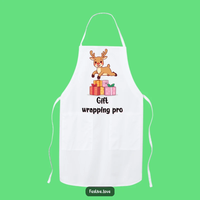 Funny Reindeer Leap Apron - Chef's Christmas Character Wear for Festive Cooking
