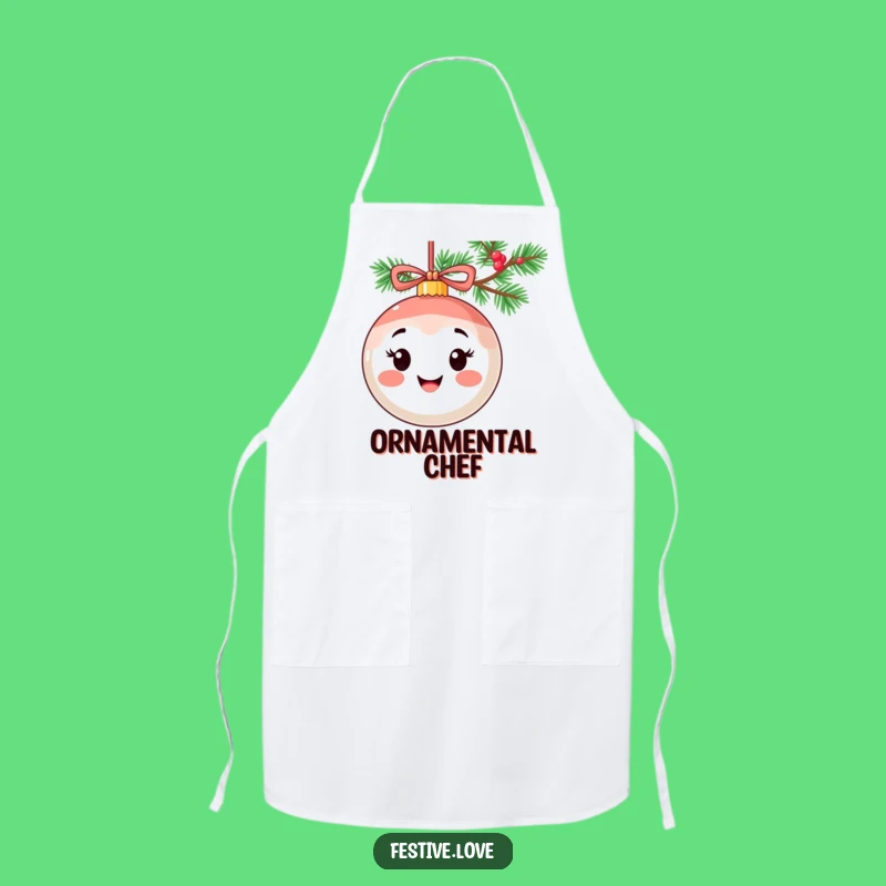 Funny Smiling Ornament Apron - Cheerful Holiday Kitchen Gift