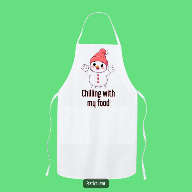 Funny Smiling Snowman Apron: Cook Up Winter Fun