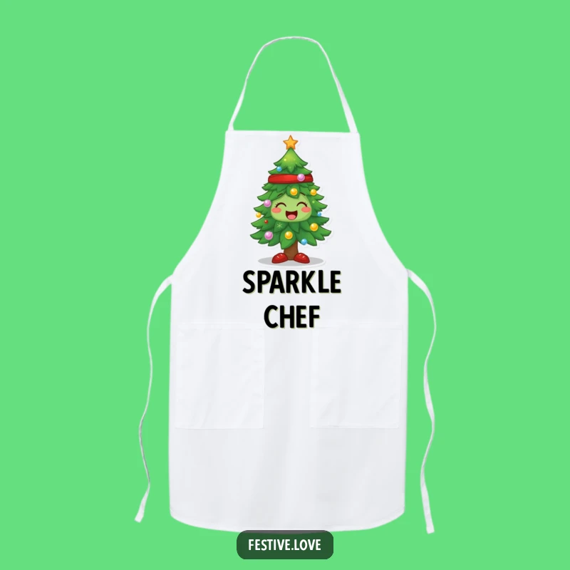 Funny Sparkling Tree Apron - Festive Fun for Holiday Bakers