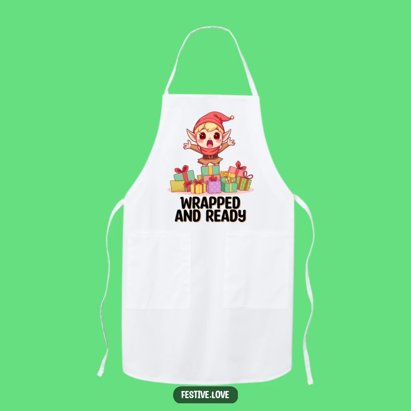 Funny Surprised Elf Apron - Hilarious Kitchen Elf Gift for Cooks