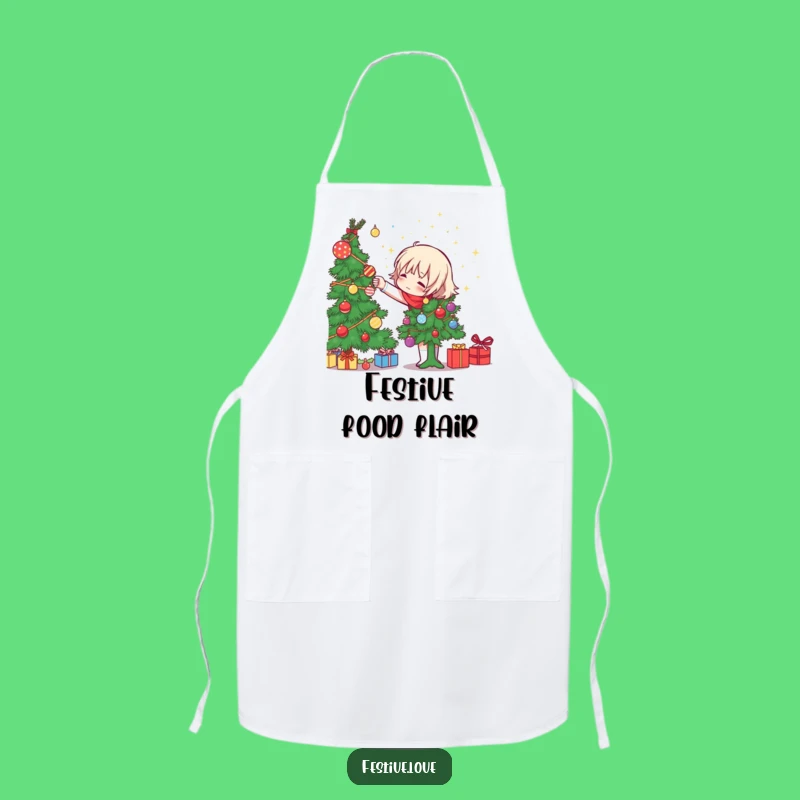 Funny Tree Decorator Apron: Festive Ornament Tossing Kitchen Fun Gift!