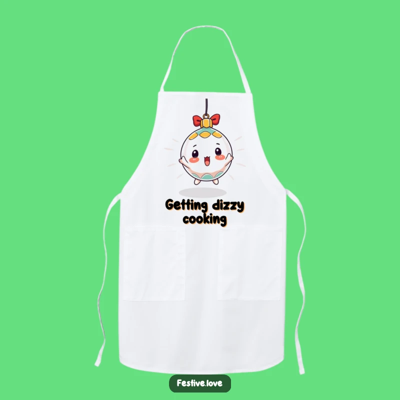 Funny Ornament Apron: Festive Spin Design, Kitchen Fun and Practical Funny Gift