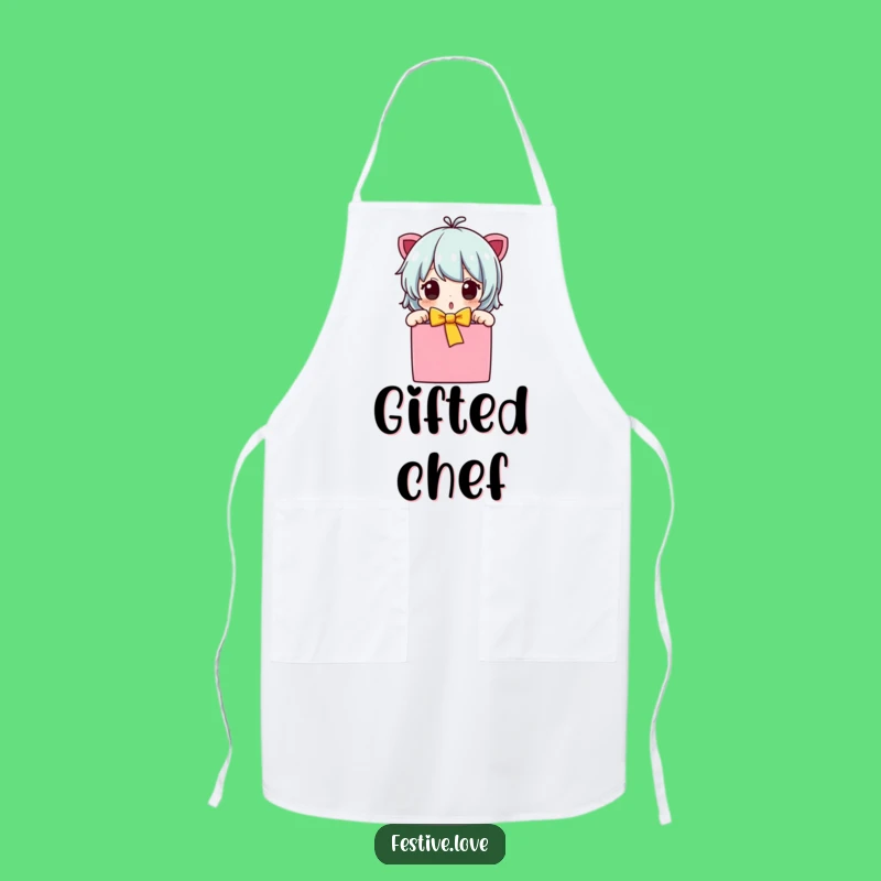 Funny Surprised Character Apron: Cook with Gift-Opening Joy