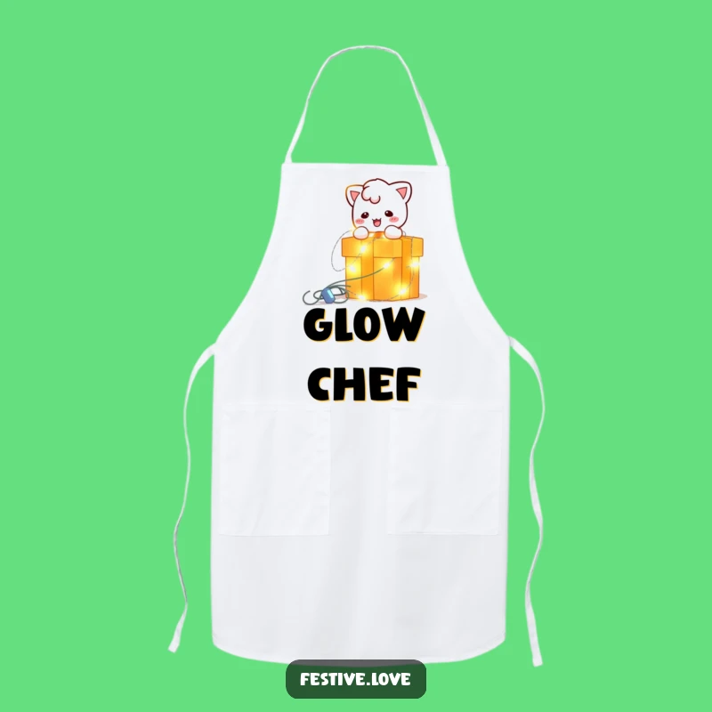 Funny String Light Apron - Bright Christmas Character Wear for Festive Cooks