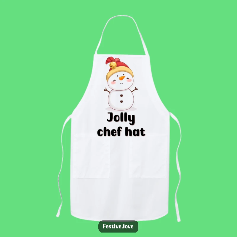 Funny Snowman Jingle Bell Hat Apron - Festive Kitchen Fun for Holiday Bakers