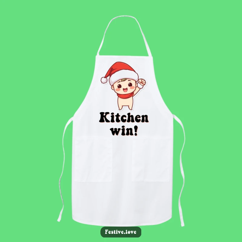 Funny Santa Fist Pump Apron - Festive Christmas Character Wear for Winning Cooks