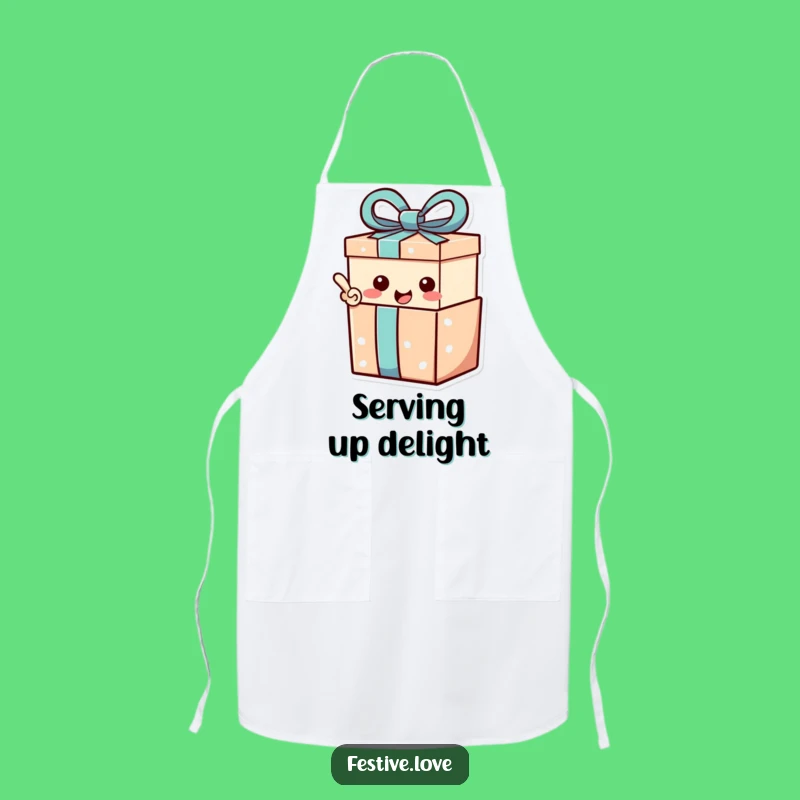 Funny Gift Box Apron: Happy Exclamation Kitchen Wear for Festive Cooks