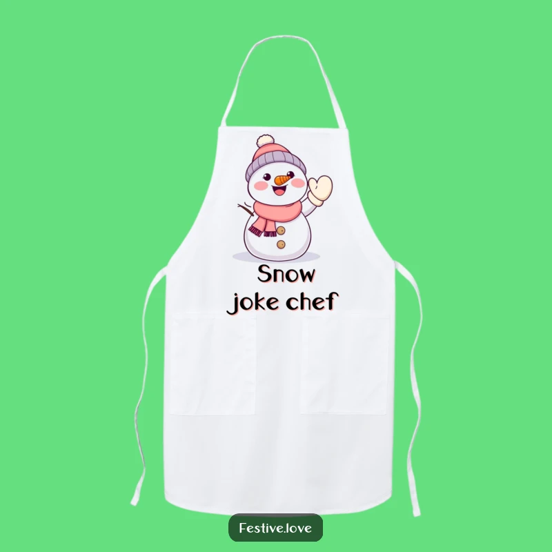 Funny Kawaii Snowman Kitchen Apron - Winter Baking Companion
