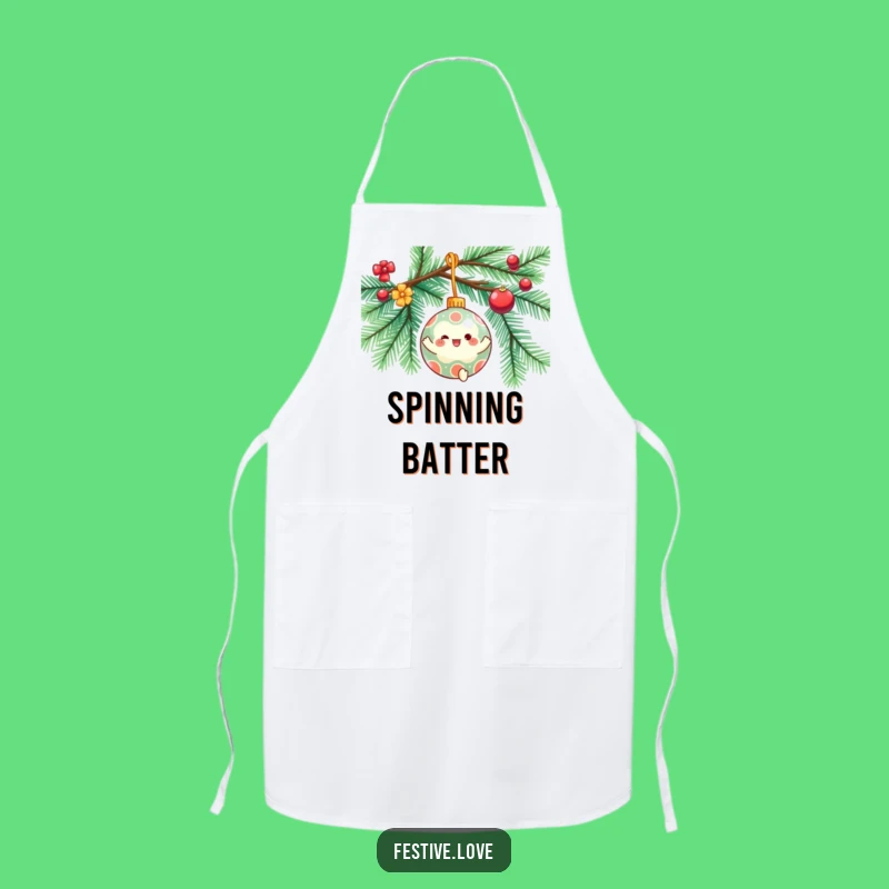 Funny Ornament Spin Apron - Festive Christmas Character Wear for Cheerful Cooks