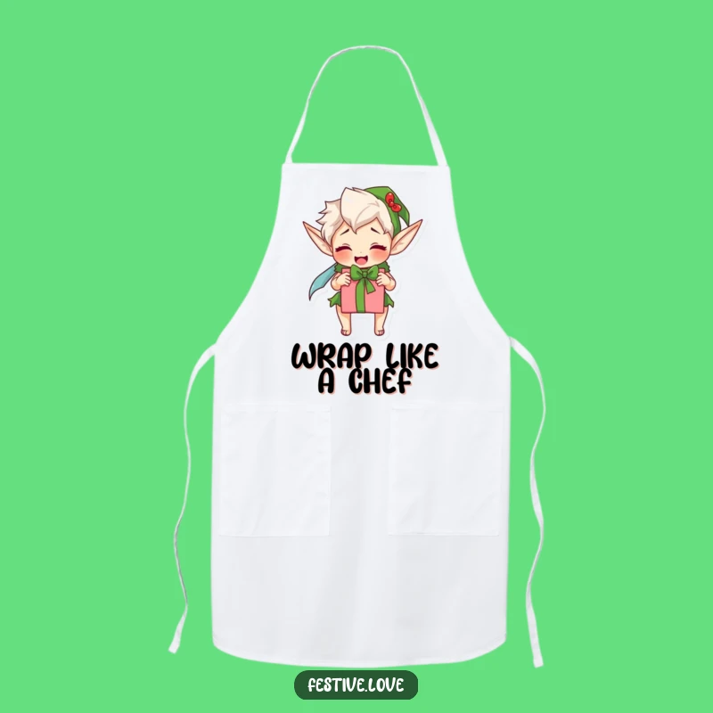 Funny Excited Elf Apron - Add Fun to Your Holiday Wrapping Station