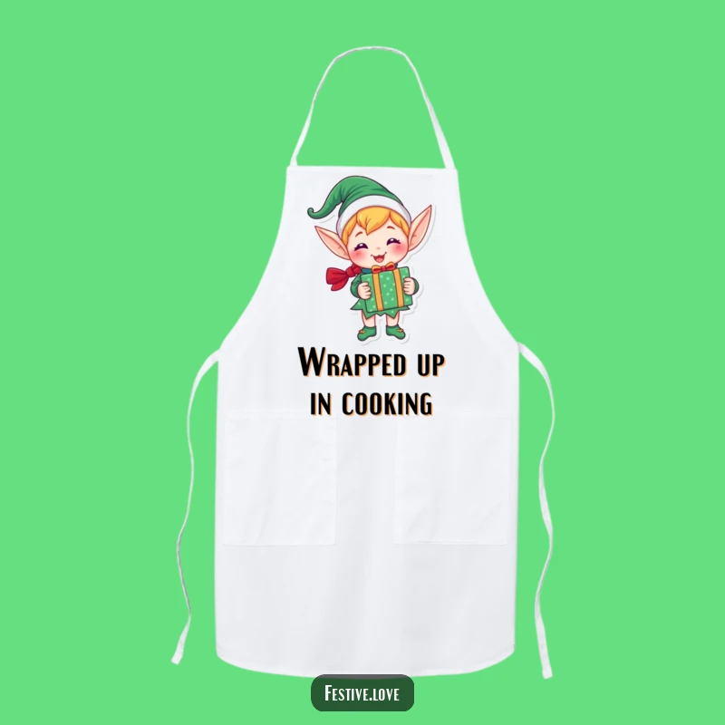 Funny Elf Apron: Festive Gift Maker, Kitchen Fun and Practical Funny Gift