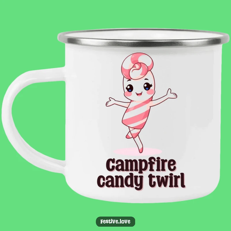 Funny Kawaii Candy Cane Camping Mug: Trail Treats, Festive Gift
