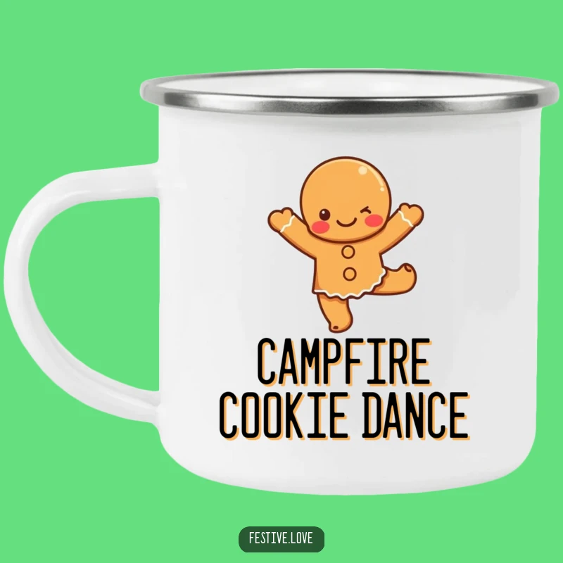Funny Gingerbread Dance Camping Mug: Festive Campfire Cheer