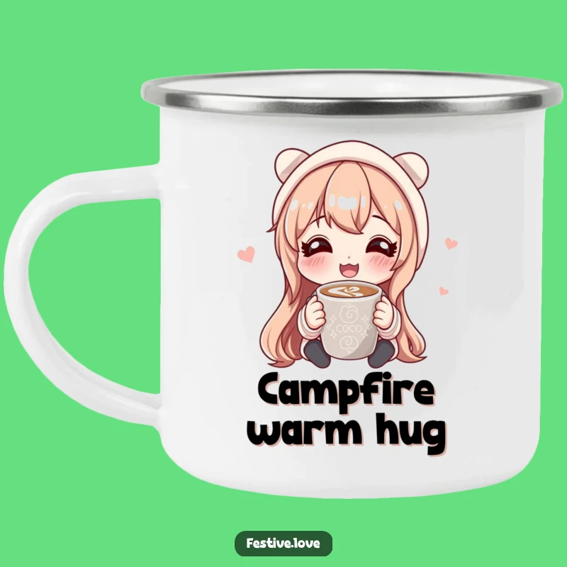 Funny Hot Cocoa Sharing Camping Mug: Outdoor Warmth & Hilarious Character