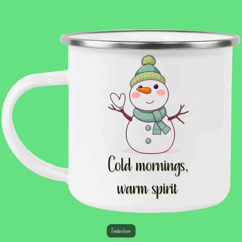 Funny Snowman Enamel Mug - Jolly Character, Perfect for Outdoors