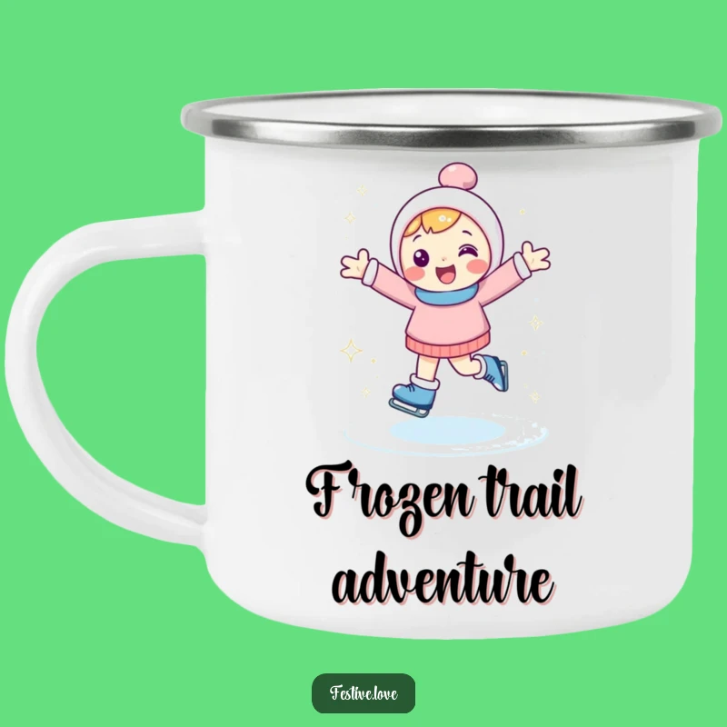 Funny Ice Skating Camping Mug: Character Winter Outdoor Gift