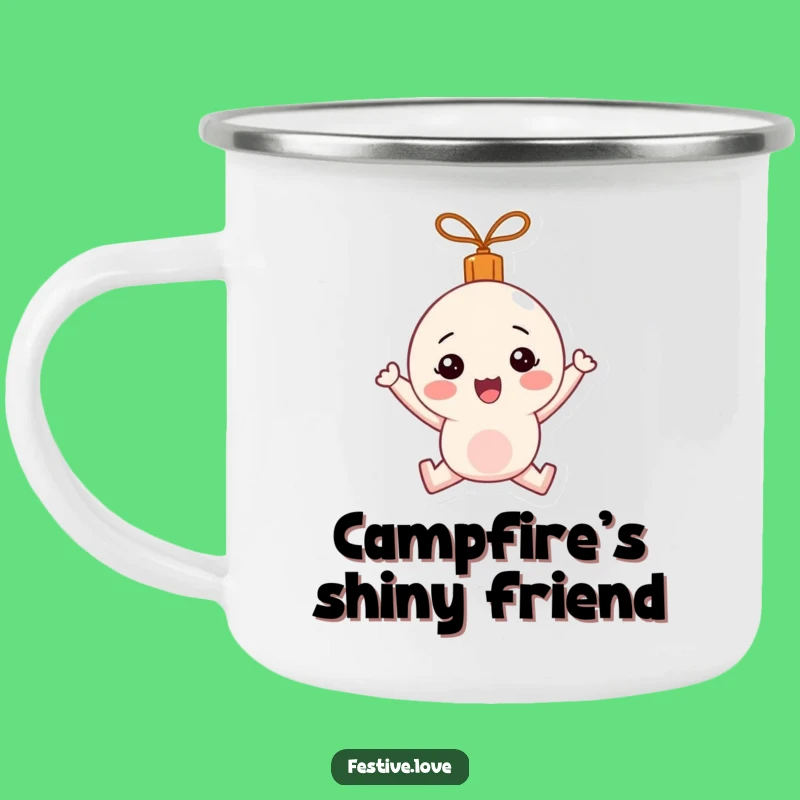 Funny Bouncing Ornament Camping Mug: Happy Holiday Cheer for Outdoor Adventures
