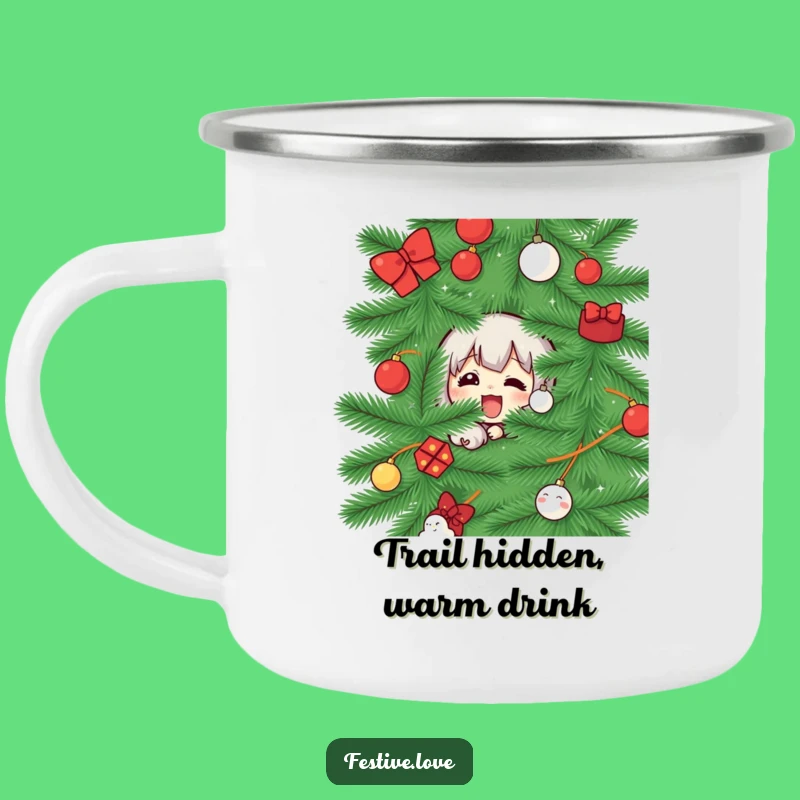 Funny Christmas Tree Peek Camping Mug: Holiday Surprise on the Go
