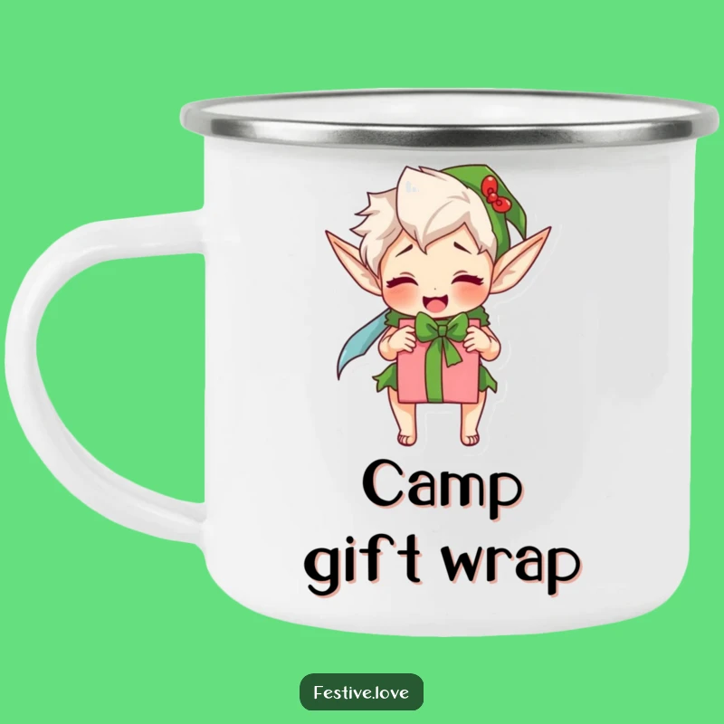 Funny Excited Elf Camping Mug - Durable Holiday Cheer for On-the-Go