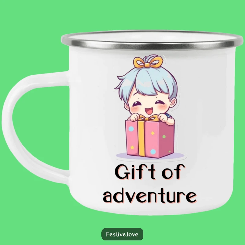 Funny Gift Unwrapper Camping Mug: Character Present Outdoor Gift