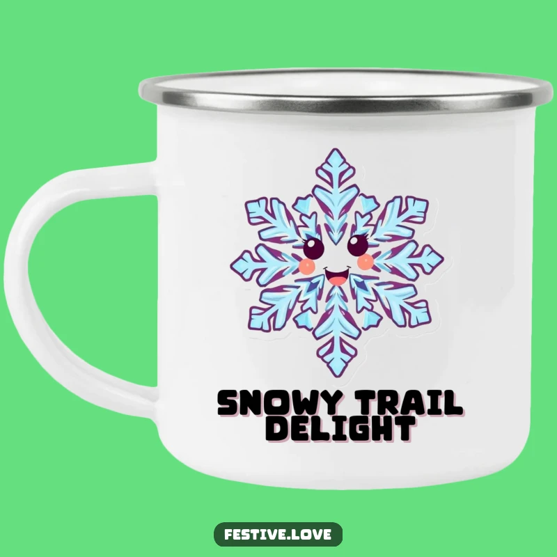 Funny Happy Snowflake Camping Mug - Joyful Winter Outdoor Gift