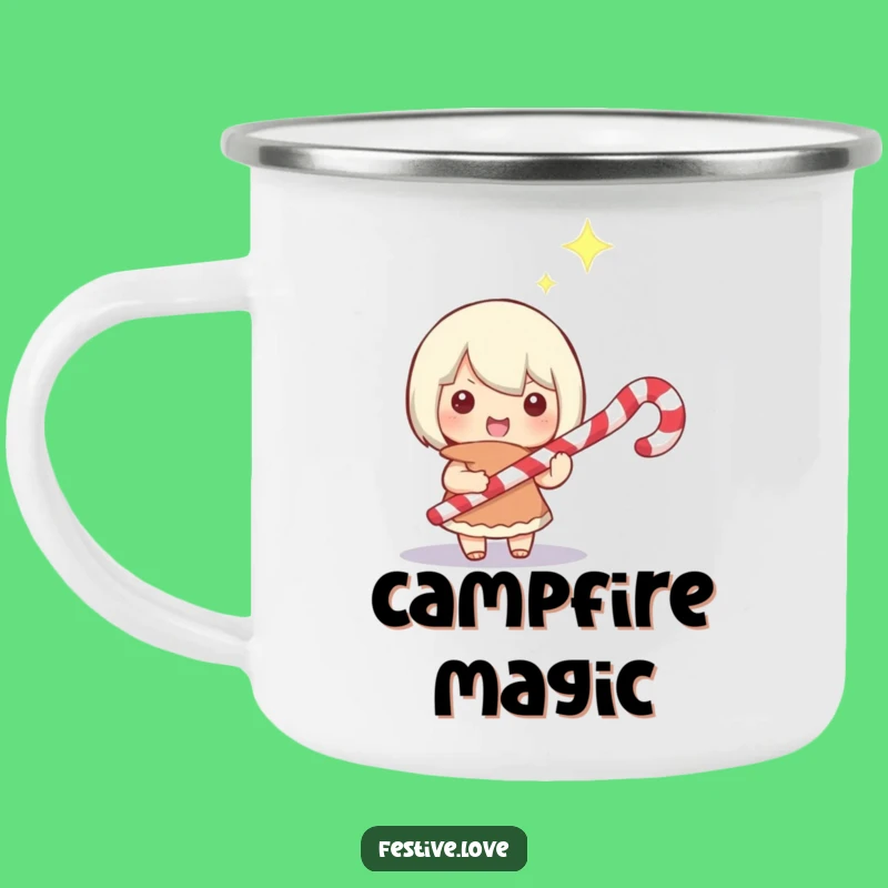 Funny Magic Candy Cane Camping Mug - Enchanted Outdoor Drinkware Gift