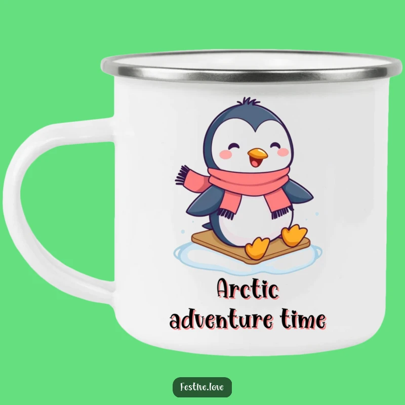 Funny Penguin Scarf Camping Mug - Happy Winter Outdoor Gift