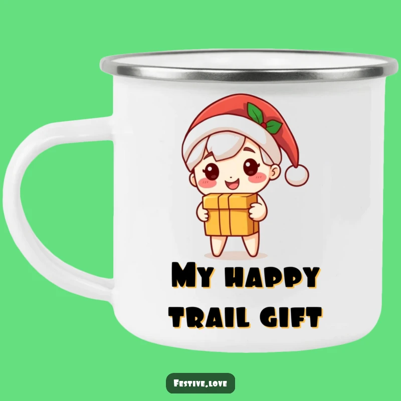 Funny Santa Enamel Mug - Cute Character Gift Delivery, Outdoor Cheer