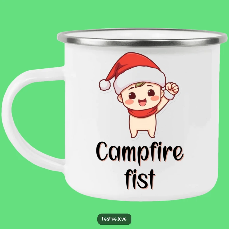 Funny Santa Fist Pump Camping Mug - Durable Christmas Character Cup for Victories