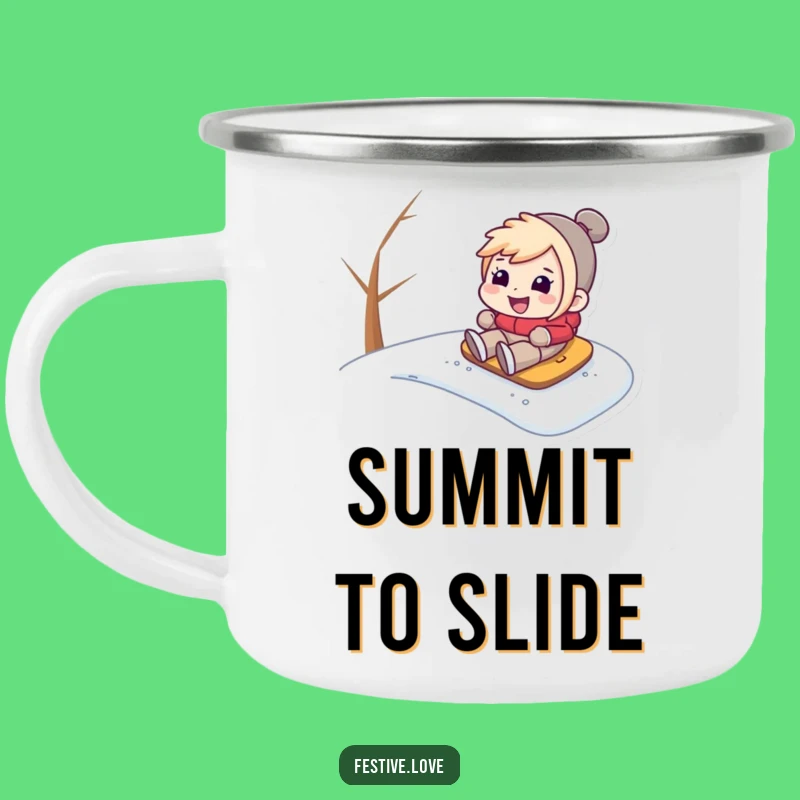 Funny Snow Hill Sledder Camping Mug: Outdoor Winter Thrills & Laughs