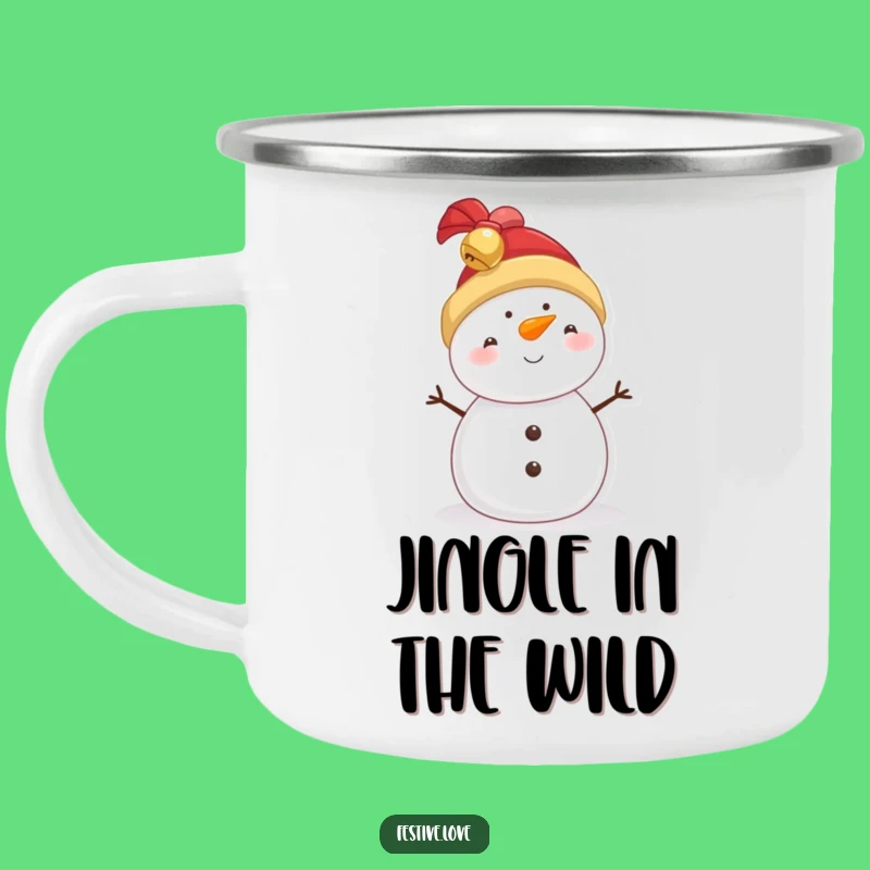 Funny Snowman Jingle Bell Hat Camping Mug - Durable Holiday Cheer for Outdoors