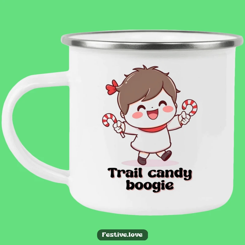 Funny Candy Cane Dancer Camping Mug: Festive Character Outdoor
