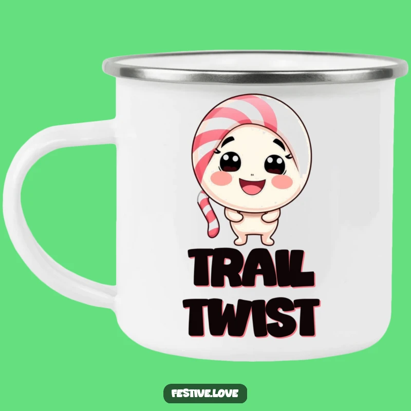 Durable Funny Candy Cane Smile Camping Mug: Adventure with Sweet Cheer