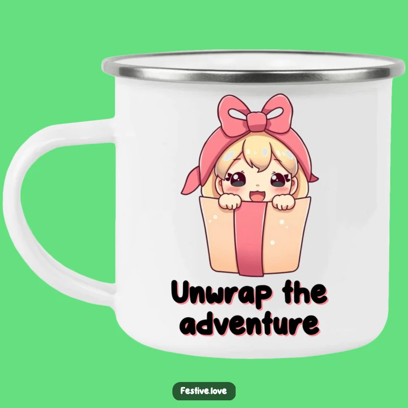 Funny Camping Mug: Joyful Present Character Peeking, Outdoor Adventures and Humor