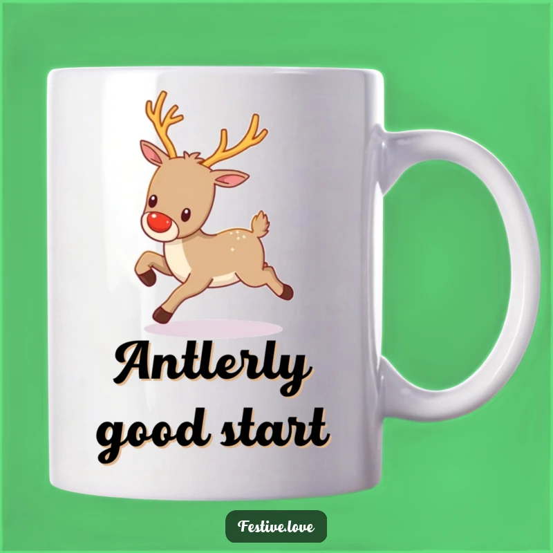 Funny Kawaii Reindeer Mug - Twinkling Holiday Joy Gift