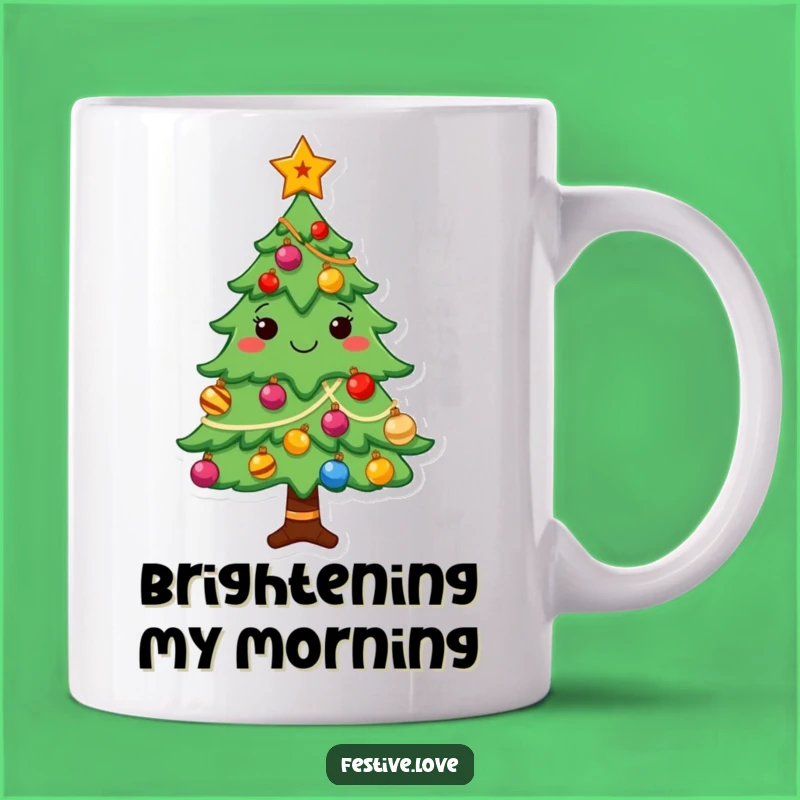 Funny Christmas Tree Mug - Cheerful Character, Perfect Festive Gift