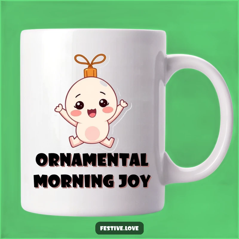 Funny Christmas Ornament Mug: Bouncing Character Joyful Gift for Holiday Cheer