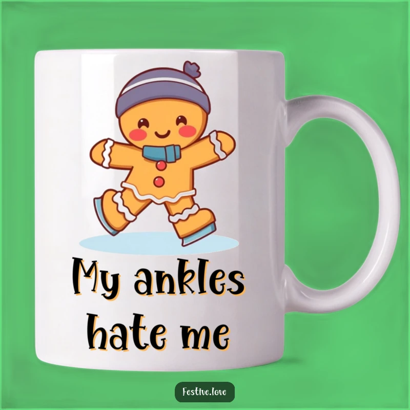 Funny Gingerbread Man Ice Skating Mug: A Hilarious Wobble Gift for Holiday Cheer!