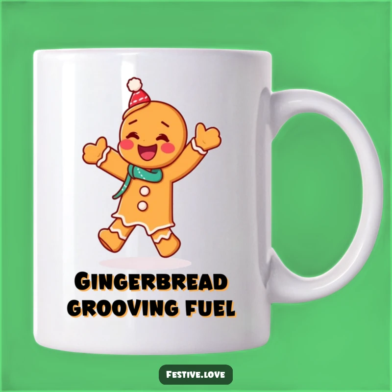 Funny Gingerbread Mug: Giggling Man Jigging, Perfect Xmas Funny Gift for Bakers
