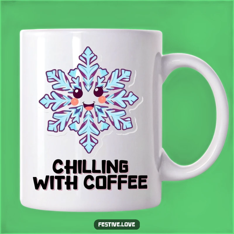 Funny Happy Snowflake Mug - Joyful Winter Character Gift - Unique Art