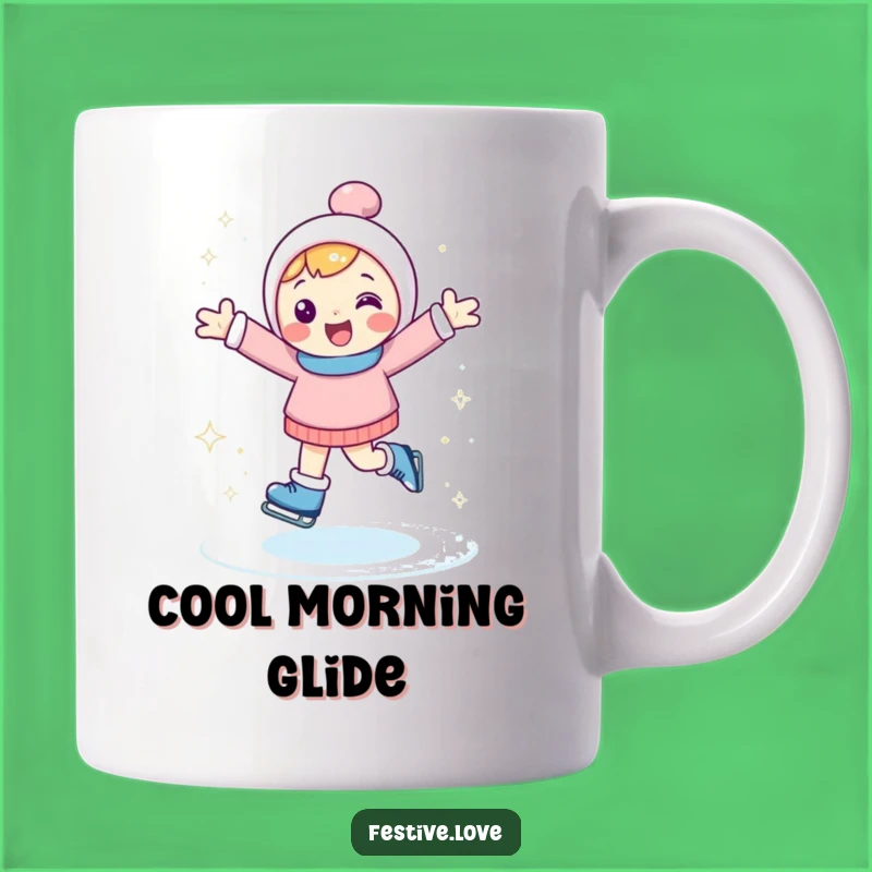 Funny Ice Skating Mug: Happy Character Winter Sports Gift